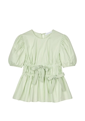 Cecilie Bahnsen Freya shirred peplum short-sleeved blouse - Green
