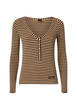 PINKO striped ribbed-knit T-shirt - Neutrals