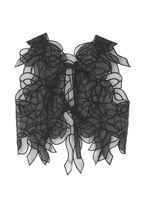 Cecilie Bahnsen Abaya bow-embroidered sheer blouse - Black