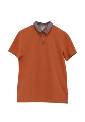 Giorgio Armani Pre-Owned checked-collar polo shirt - Orange