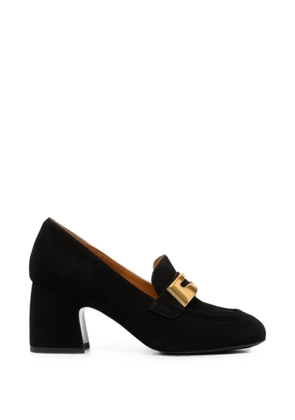 LINDA BAUMANN logo-plaque block-heel loafers - Black