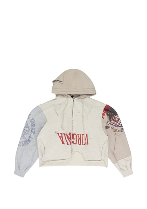 PROTOCOL INDEX patchwork distressed hoodie - Neutrals
