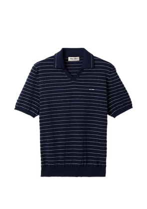 Miu Miu striped V-neck T-shirt - Blue