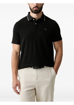 GUESS USA logo-patch tipped-collar polo shirt - Black