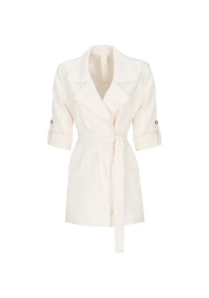 Marella belted notch-lapel duster coat - White
