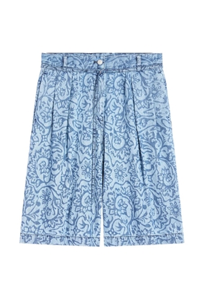 DRIES VAN NOTEN belted denim shorts - Blue