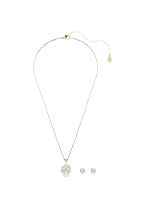 Swarovski crystal-pendant necklace and earrings set - Gold