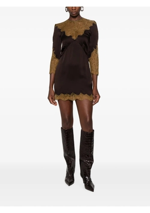 The Attico lace-trim mini dress - Brown
