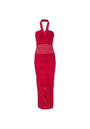 Balmain halterneck openwork-panel maxi dress - Red