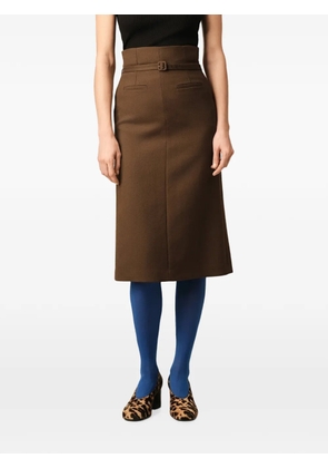 AMI Paris pencil belted wool skirt - Brown