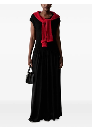 Sisley crinkled flared maxi dress - Black
