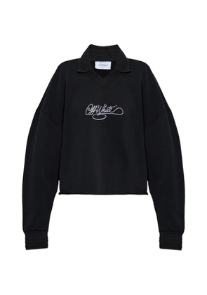 Off-White logo-embroidered V-neck sweatshirt - Black