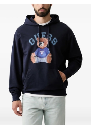 GUESS USA logo-print teddy-bear hoodie - Blue