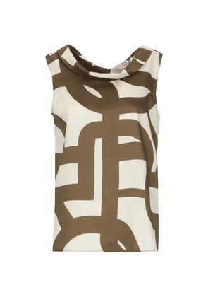 EMME geometric-print cowl-neck sleeveless blouse - Brown
