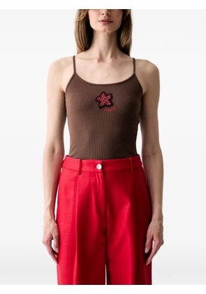 MC2 Saint Barth Zaira beaded-starfish-patch ribbed top - Brown