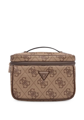 GUESS USA Berta 4G logo-print monogram makeup bag - Neutrals