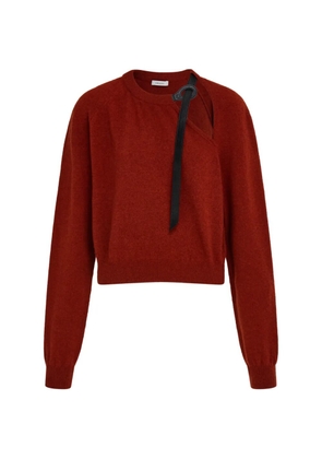 Ferragamo leather-appliqué cut-out sweater - Red