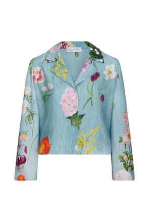 Oscar de la Renta botanical-print silk blouse - Blue