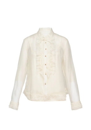 Renli Su ruffled lace-trim shirt - White