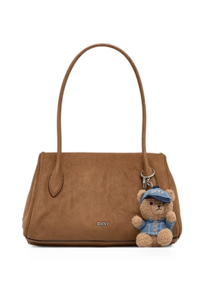 DKNY Amelie bear-charm suede tote bag - Brown