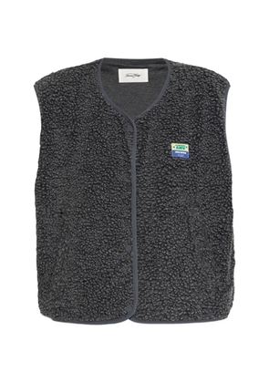 American Vintage logo-patch furry gilet - Grey