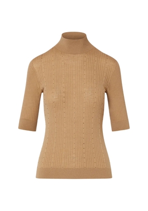 LIU JO wool top with rhinestones - Neutrals