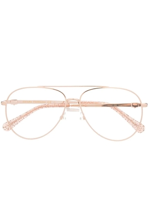 Chiara Ferragni logo-plaque double-bridge glasses - Gold