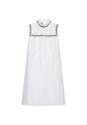 Prada embroidered old reps fabric mini dress - White