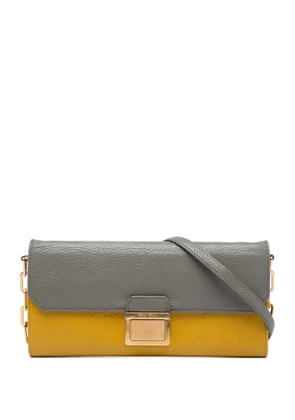 Miu Miu Pre-Owned 2010-2026 Bicolor Goatskin Madras Wallet on Chain crossbody bag - Grey