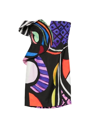 Moschino abstract-print ruffled dress - Black