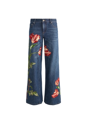 alice + olivia Amazing floral-embroidered jeans - Blue