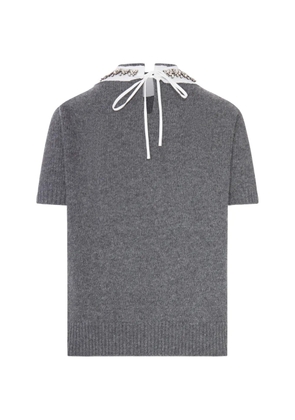 Prada crystal-embellished cashmere T-shirt - Grey