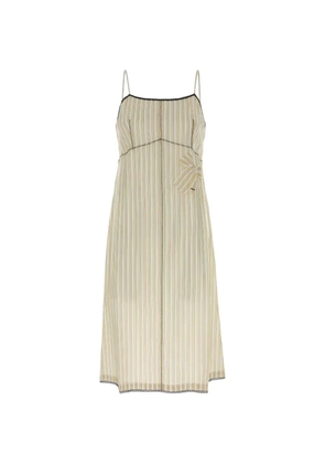 Prada striped bow-detail dress - Neutrals