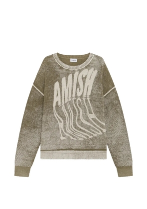 AMISH logo-print drop-shoulder sweater - Green