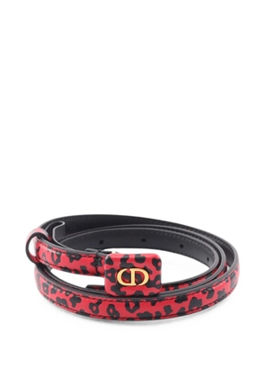 Christian Dior Pre-Owned 2010s CD logo leopard-print belt - Red
