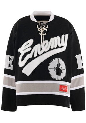 SAINT MXXXXXX Public Enemy logo-patch long-sleeve T-shirt - Black