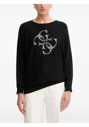 GUESS USA sequin-embellished logo-print sweater - Black