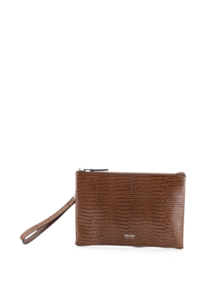 TOM FORD lizard-effect leather pouch - Brown