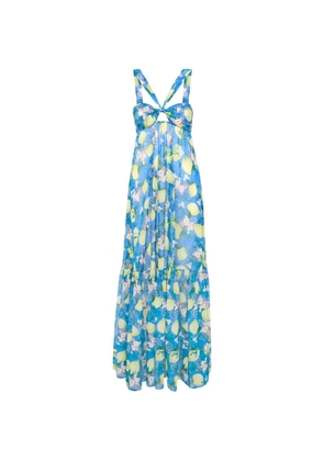 La Perla Amalfi twist floral-print maxi dress - Blue