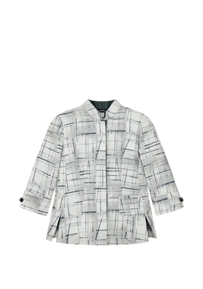 Emporio Armani check-print mandarin-collar shirt - White