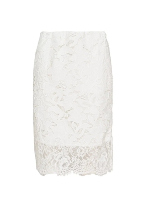 Nº21 floral-lace pencil midi skirt - White