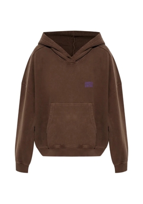 American Vintage Plizzy logo-print pouch-pocket hoodie - Brown