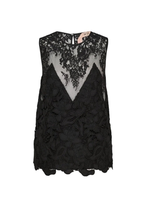 Nº21 floral-lace sleeveless top - Black