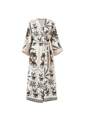 NEMA botanical-print wrap midi dress - Neutrals