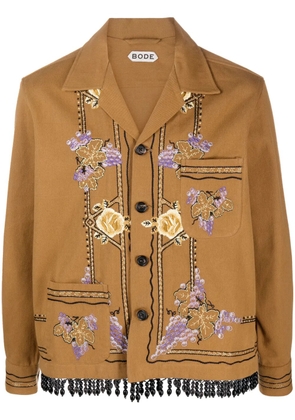 BODE Autumn Royal floral-embroidered shirt jacket - Brown