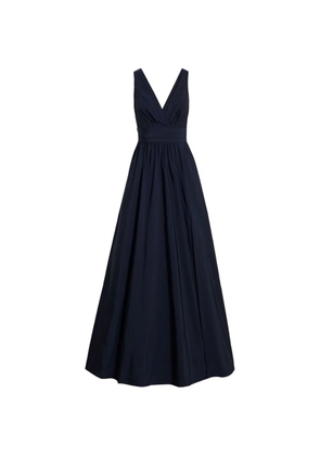 Marchesa Notte draped taffeta maxi gown - Blue