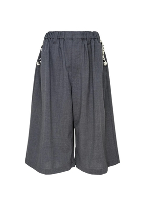 Renli Su embroidered-trim wide-leg trousers - Grey