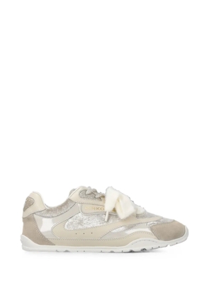 PINKO panelled shearling-trim sneakers - Neutrals