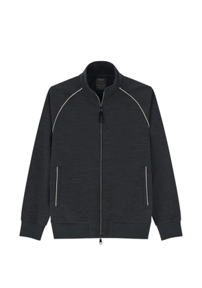 Boggi Milano full-zip sweatshirt in wool-blend diagonal - Grey