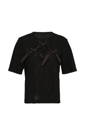 Renli Su bow-detail lace-patterned T-shirt - Black